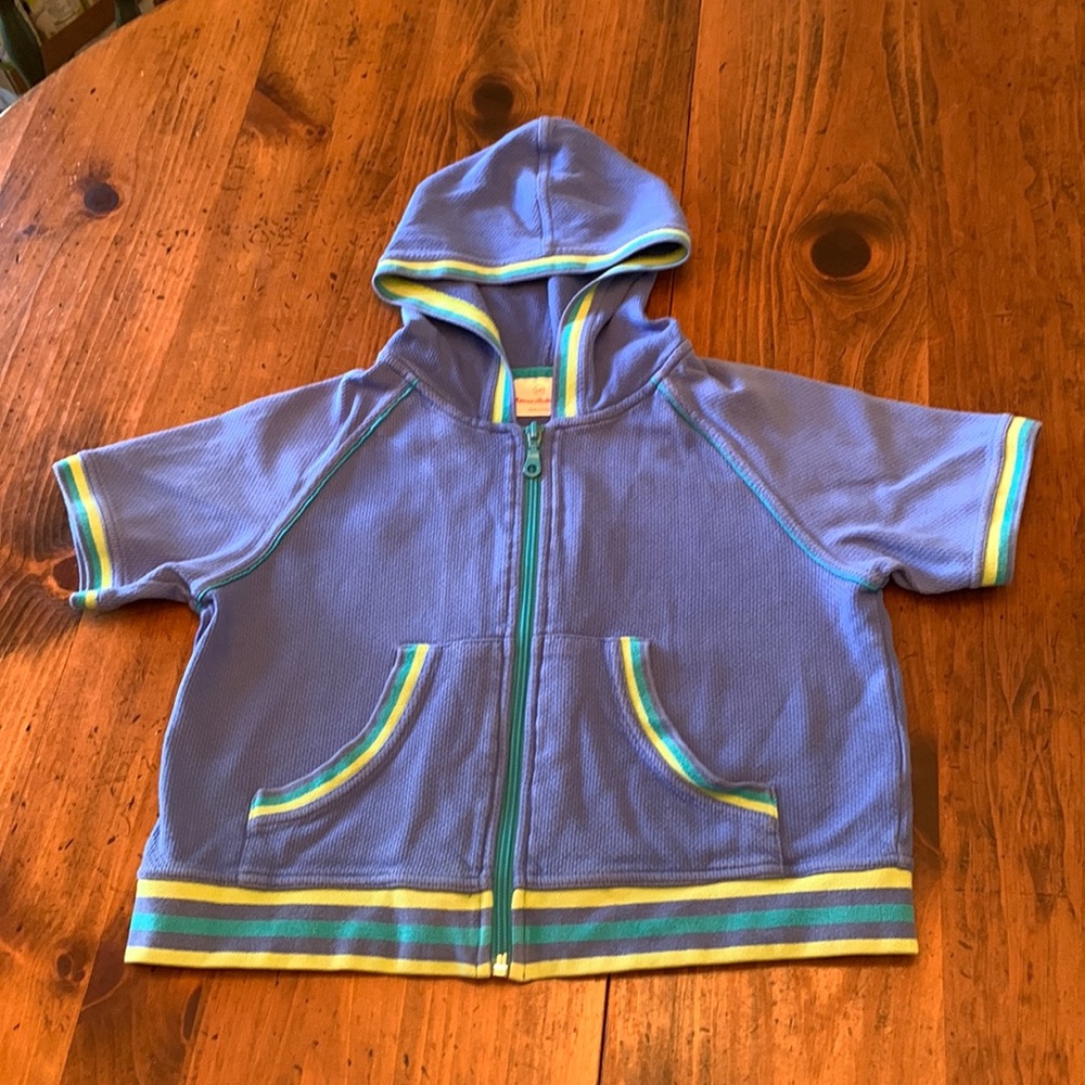 Hanna Andersson Short Sleeve Sweater Jacket 120 cm w/ Zipper